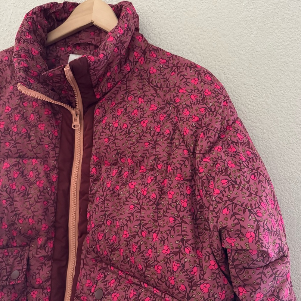 Anthropologie Numph Lillie Puffer Jacket XL Pink Floral Quilted - Picture 10 of 15